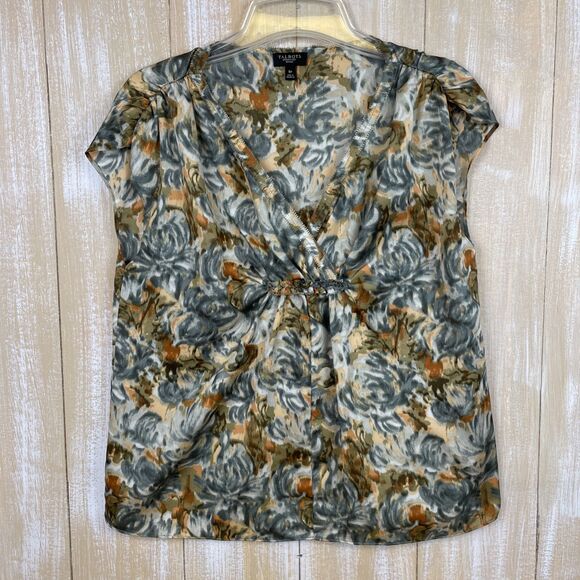 Talbots Tops - Talbots Petites 6p Blouse Gray Brown Multi Sleeveless Top